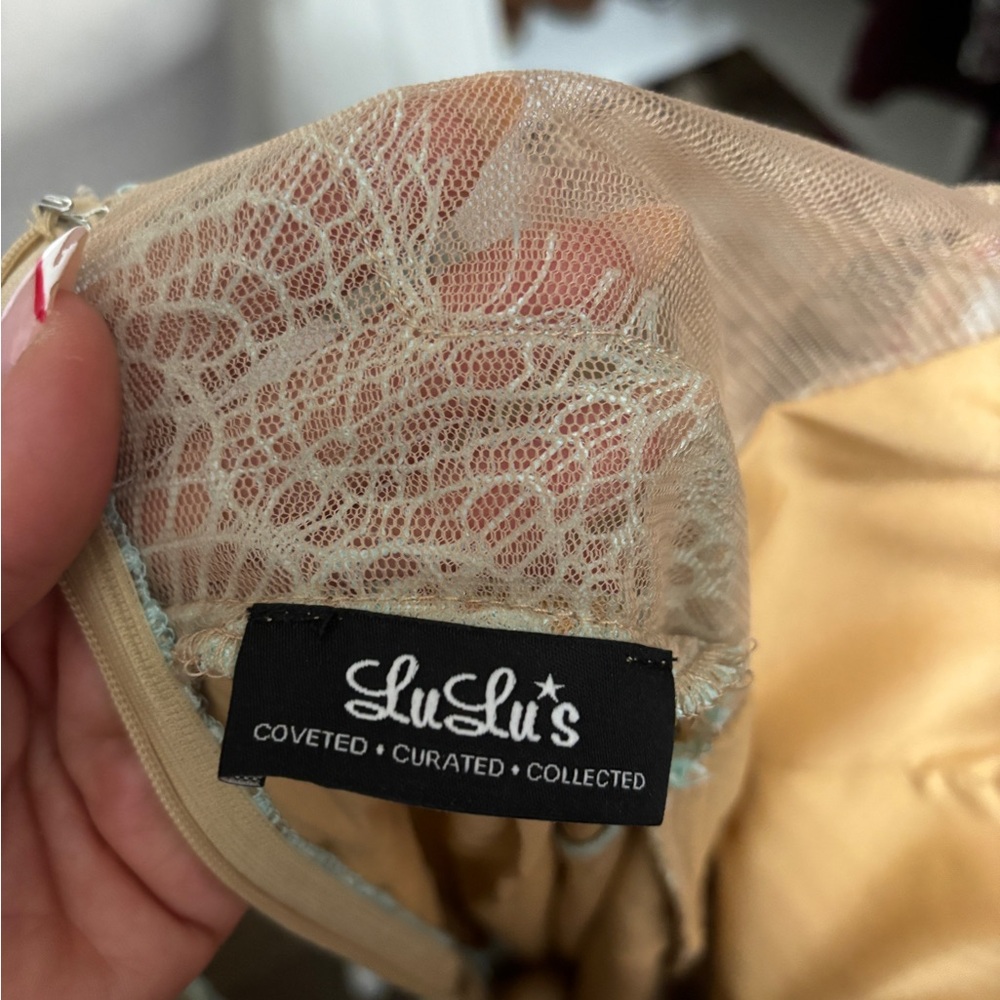 Lulus XS Nude Seafoam Eyelash Lace Dress - Picture 2 of 2